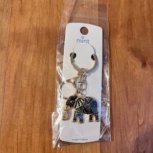 Mint Black and Gold Elephant Keychain